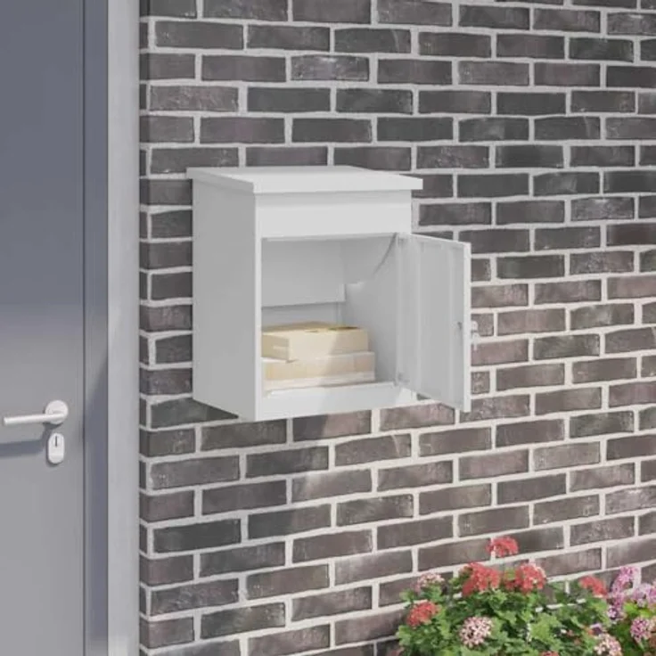 vidaXL Briefkasten, Stahl-Postkasten in Weiß, 47,5 x 38 x 59 cm, wasserdicht und robust – Bild 2
