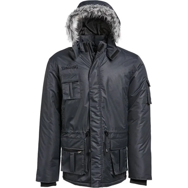 Spalding Winterjacke anthrazit S, lange Winterjacke mit wattierter Innenseite und abnehmbarer Kapuze