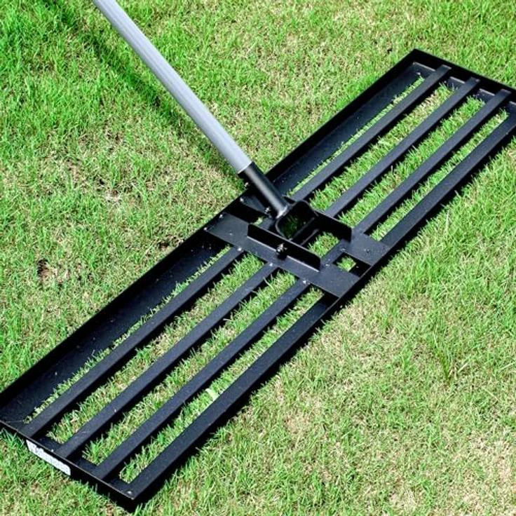 Walensee Rasen-Nivellierungsrechen 2,1 m, robustes Nivellierwerkzeug mit Stahlgriff, 114,3 x 25,4 cm, für Hof, Garten und Golfplatz, kraftsparendes Design – Bild 1
