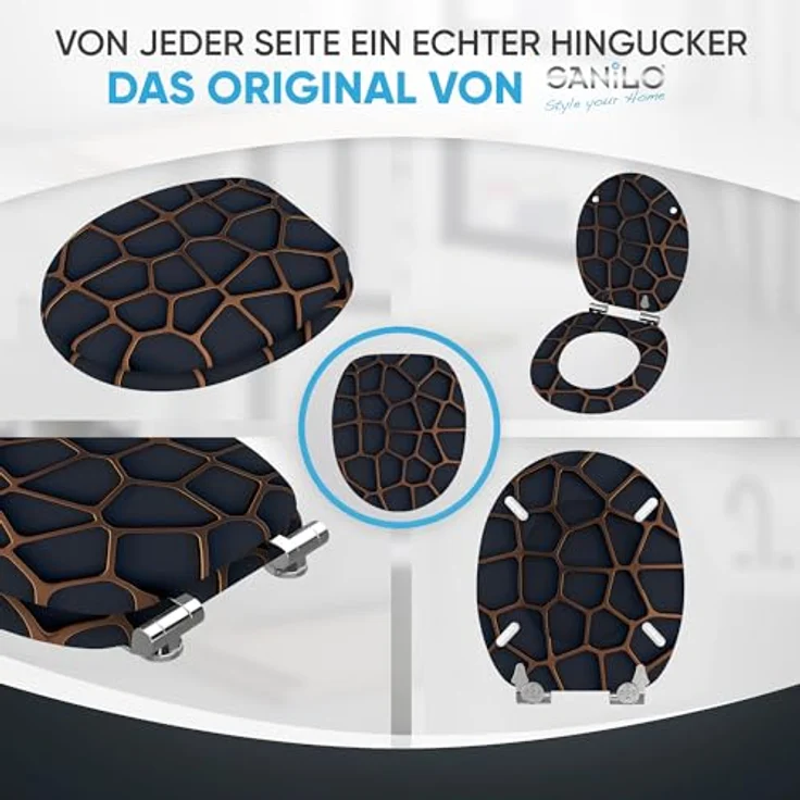 Sanilo WC Sitz Mesh, Hochwertiger Holz-Toilettendeckel mit Absenkautomatik und antibakterieller Oberfläche – Bild 7
