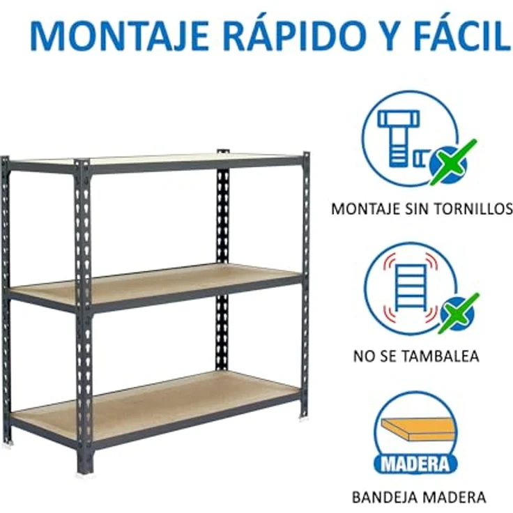 Simonrack Maderclick SuperPlus Metallregal, 3 Böden, Traglast 200 kg pro Boden, Stecksystem, Grau – Bild 6