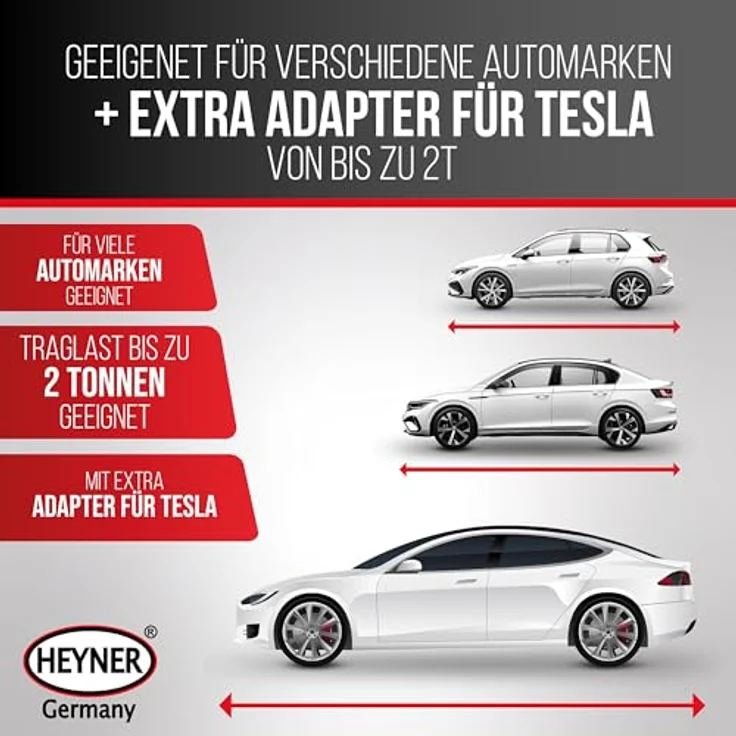 HEYNER® Multi Lift L Black, Scherenwagenheber 2t mit 360° drehbarer Gummiauflage für Tesla, inkl. Ratsche & Tasche, TÜV Rheinland zertifiziert – Bild 5