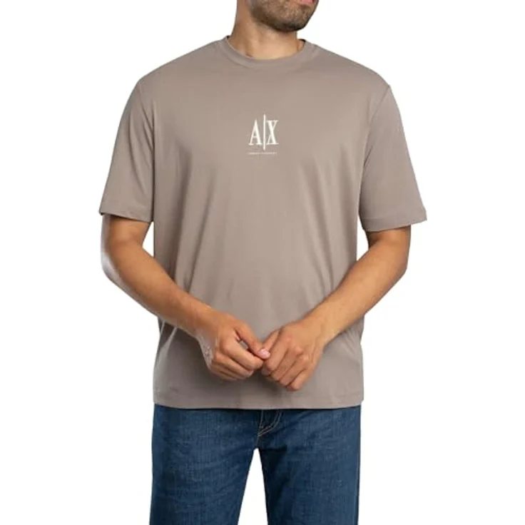 Armani Exchange Herren T-Shirt mit Rundhalsausschnitt, Beige, Slim-Fit, hochwertiger Stoff – Bild 2