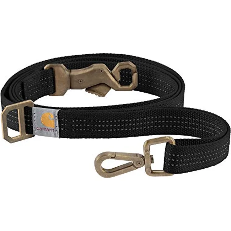 Carhartt Hundeleine, strapazierfähiges Nylongewebe, Schwarz, Größe S, reflektierender Nadelstich und robuster Karabinerverschluss