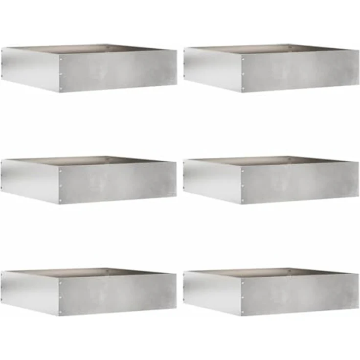vidaXL Raseneinfassung 6er Set, silber, 50 x 50 x 13 cm, Edelstahl, strapazierfähige Garten- und Terrassenlösung, moderne Metallkante – Bild 1
