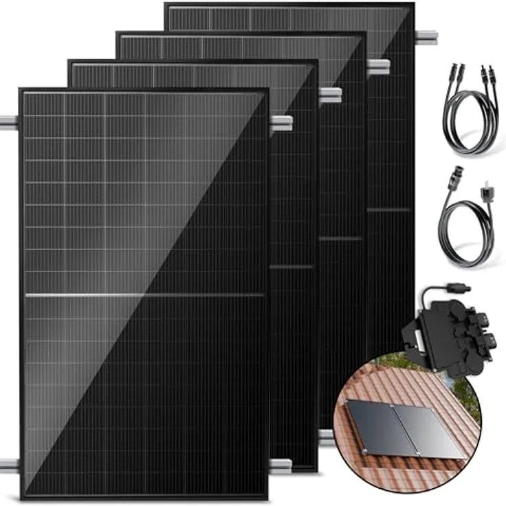 Solakon Balkonkraftwerk 2000W, Photovoltaik Komplettset mit Ziegeldach Halterung, 800W modulares System, steckerfertig, Kabellänge 10m
