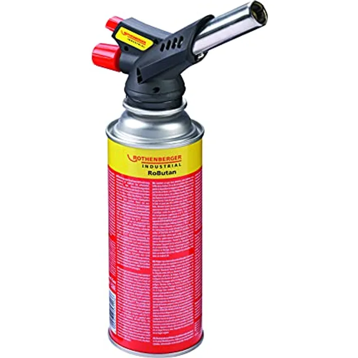 ROTHENBERGER Industrial Gas Brenner RS 220, Lötbrenner mit 360° Drehung und Piezo-Zündung, inkl. RoButan Gaskartusche 220 g