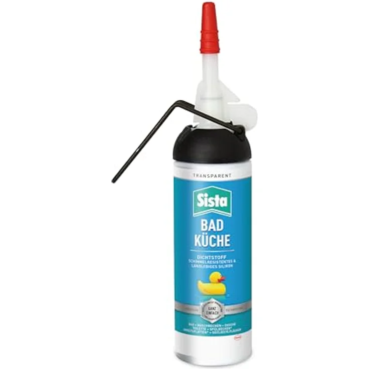 Sista BAD KÜCHE transparent, Dichtstoff für Küche und Bad, schimmelresistent, 100ml Spender – Bild 1