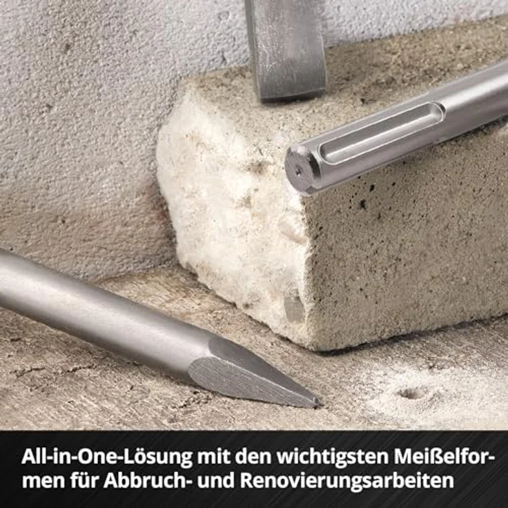 Einhell Original 3-tlg. SDS Max Meißel-Set, 400 mm (Spitzmeißel, 20 mm Flachmeißel, 40 mm Spatmeißel aus langlebigem 40Cr Stahl) – Bild 4