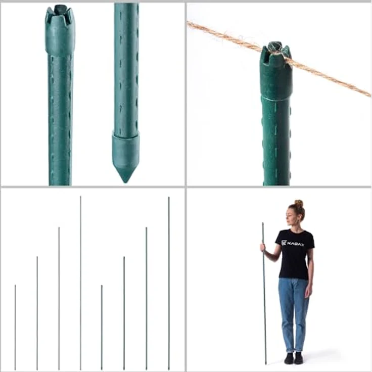 KADAX Pflanzstäbe 150 cm x 16 mm, 15er Set – Wetterfeste Stütze aus beschichtetem Stahl für Gartenpflanzen, stabil und rostresistent – Bild 5
