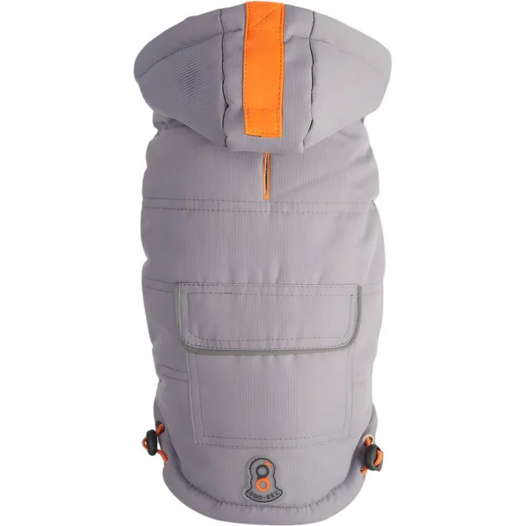 Goo-eez Hundemantel Schneeanzug Hooded Full Body Snowsuit, wasserdicht und elastisch, hellgrau/grau