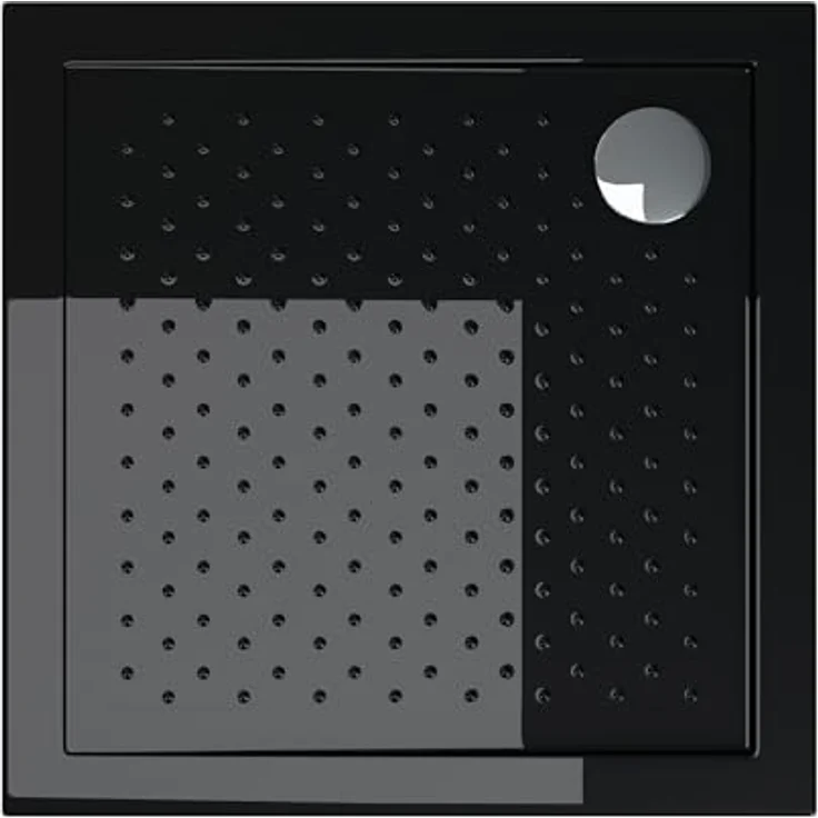 doporro Lucia1AR, Duschtasse Duschwanne 80x80x4 cm in Schwarz, Anti-Rutsch, flach aus Sanitär-Acryl, DIN-Anschlüsse, bodenebene Montage geeignet – Bild 2