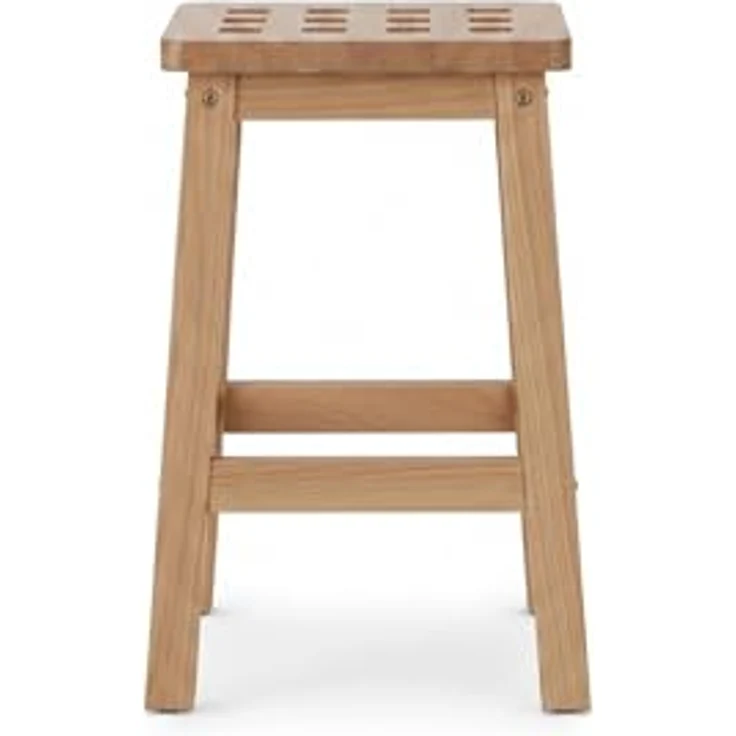 Relaxdays - Tritthocker Holz, Fußbank aus Naturholz, niedriger Blumenhocker für Töpfe, HBT: 25,5 x 29,5 x 22 cm, natur – Bild 9