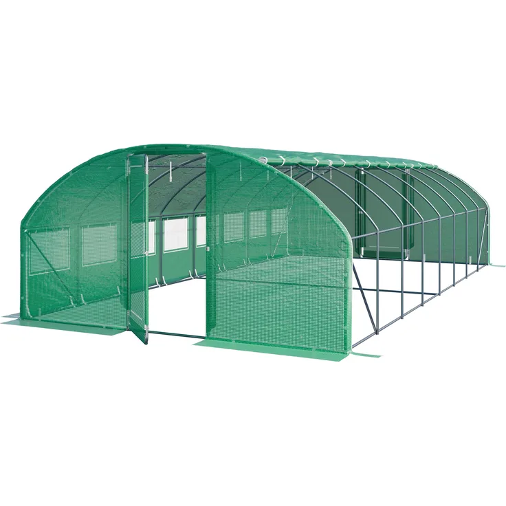 TOOLPORT Foliengewächshaus 4x8m Premium, mit schwenkbarer Tür, PE-Plane 180 g/m², grün transparent