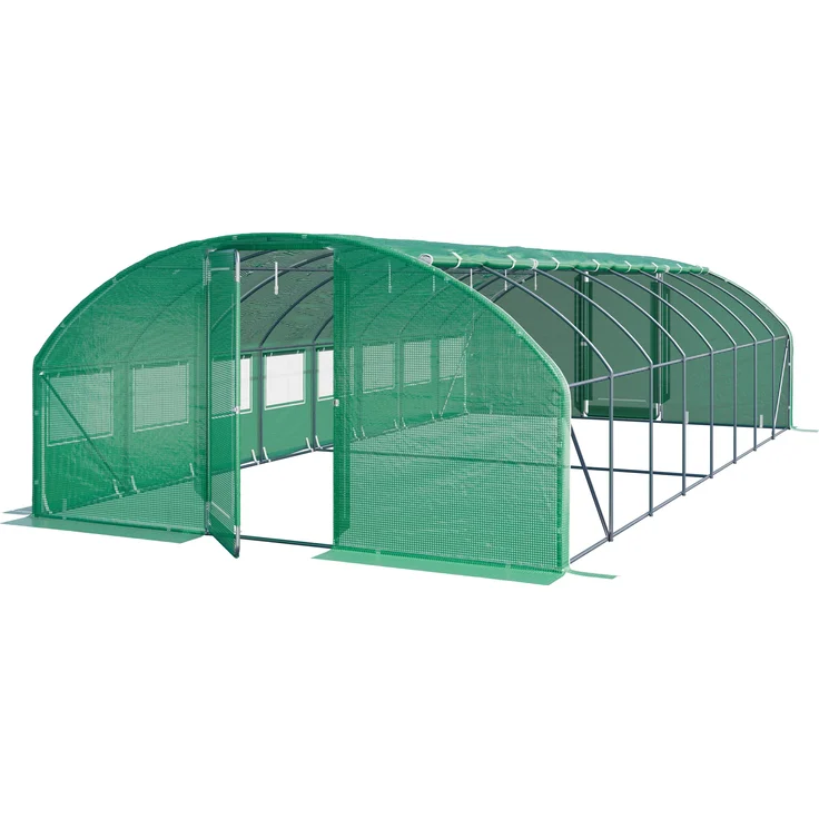 TOOLPORT Foliengewächshaus 4x8m Premium, mit schwenkbarer Tür, PE-Plane 180 g/m², grün transparent