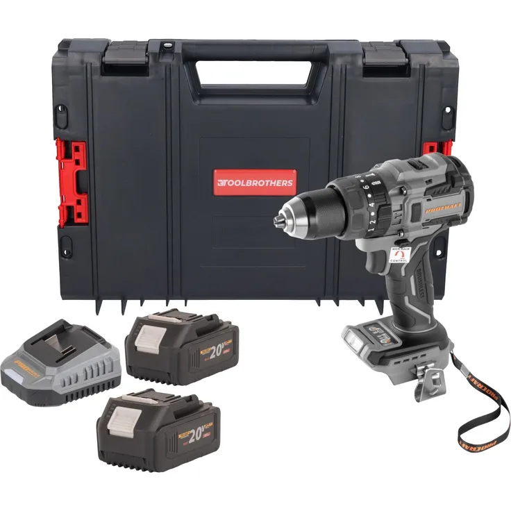 Procraft Industrial CD20B-BB Akku Bohrschrauber, 20 V, 150 Nm, Brushless, 2x 4,0 Ah Akku, Ladegerät, RHINO Toolcase