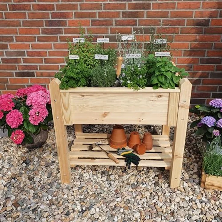 Promadino Hochbeet natur 90 x 84,5 x 60 cm mit Elementbauweise – Bild 5