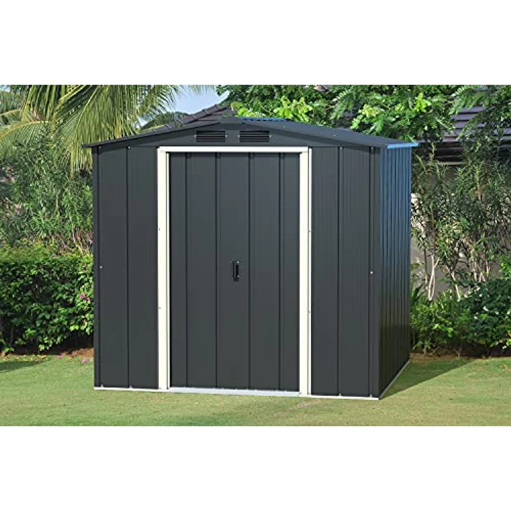 Duramax Metall Gartenhaus 202x174 Geräteschuppen Garten Gerätehaus Schiebetüren, H. 181 x B. 202 x T. 174 cm, Metall – Bild 2