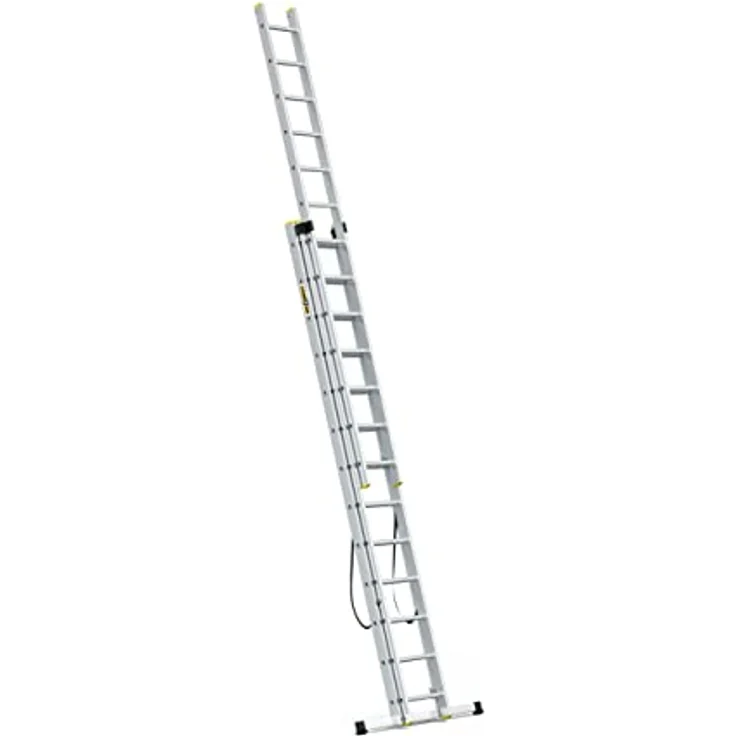 DRABEST Leiter PRO Serie Klappleiter 3-teilig Aluminium Vielzweckleiter 3x13 Sprossen Kombileiter Arbeitshöhe 8 m Belastbarkeit 150 kg Eimerhaken – Bild 3