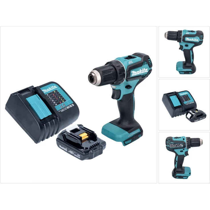 Makita DDF 485 SY1 Akku Bohrschrauber 18 V 50 Nm Brushless + 1x Akku 1,5 Ah + Ladegerät