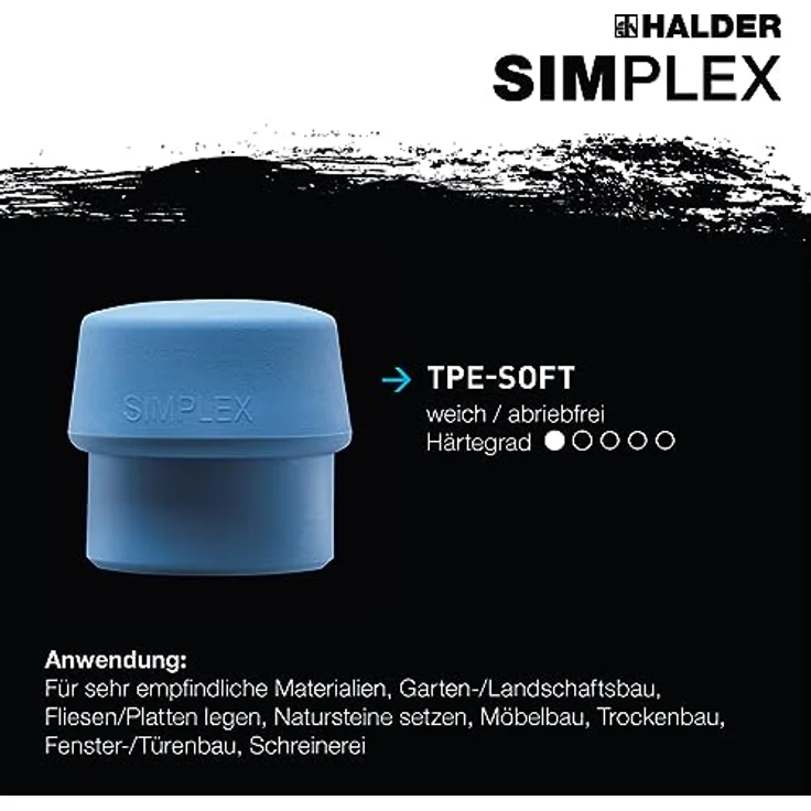 Halder-SIMPLEX-Schonhammer mit TE-Gehäuse und Holzstiel, TPE-mid - TPE-soft Ø 80 mm – Bild 9