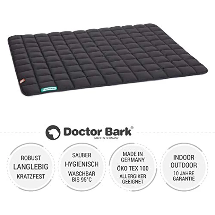 Doctor Bark Hundedecke - weiche, hochwertige Hundematte für große Hunde, robuste Indoor - Outdoor Liegedecke, waschbar bis 95°C (Gr. XL - 120x100 cm, Grau-Grün) – Bild 2