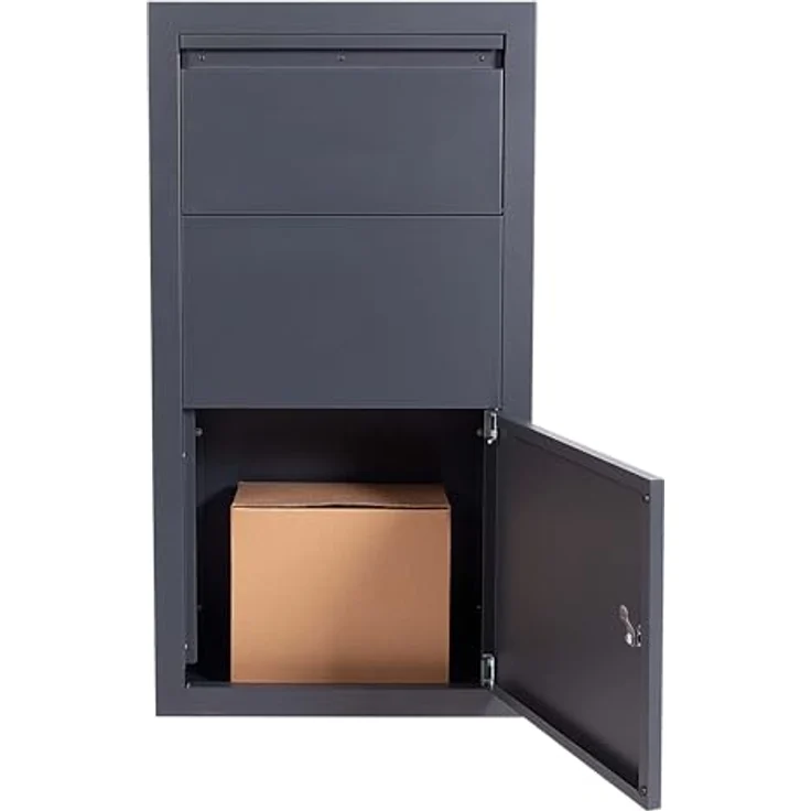 XPOtool Paketkasten Anthrazit 470 x 220 x 870 mm, Private Paketannahme, abschließbar, geräumige Dimensionen, Wandbriefkasten Stahl – Bild 4