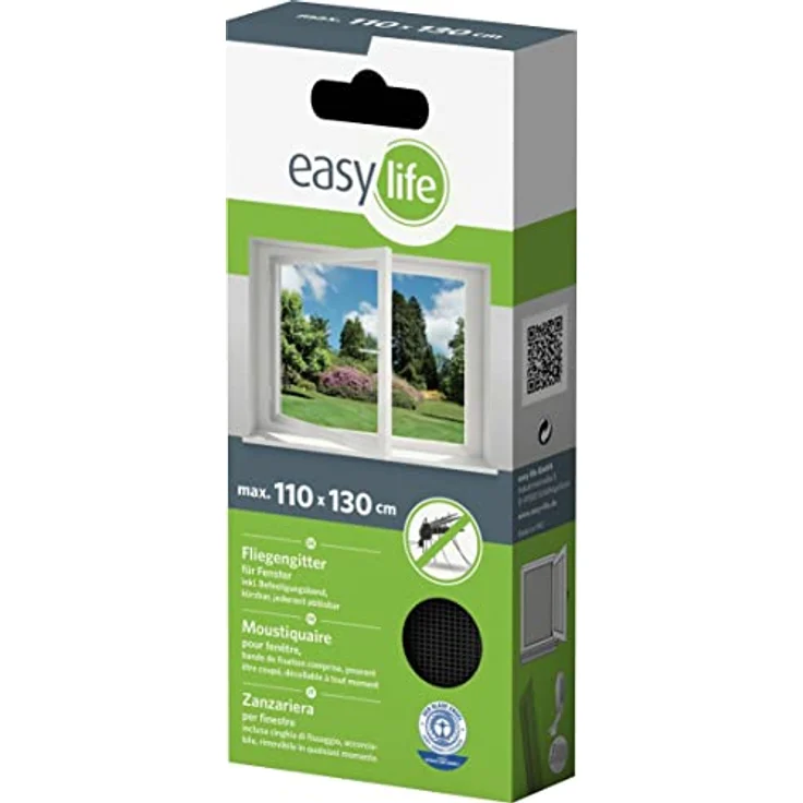 easy life Fliegengitter Insektenschutzgitter für Fenster 110 x 130 cm Anthrazit – Bild 5