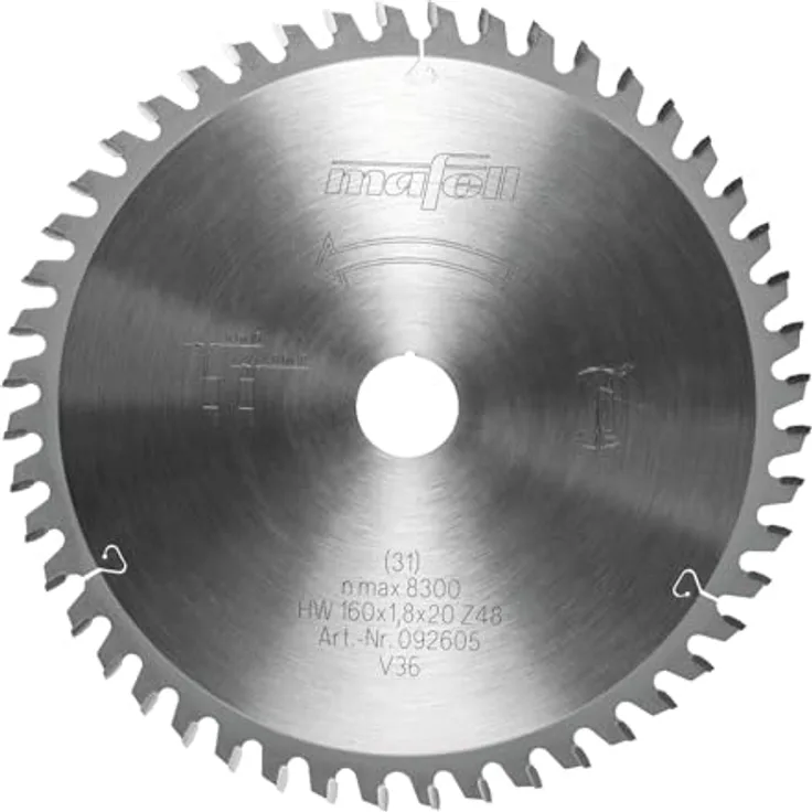 Mafell Sägeblatt-HM 160 x 1,2 / 1,8 x 20mm, Z 48, für Aluminium und Plastik, passend für MT 55 cc und MT 55 18M bl