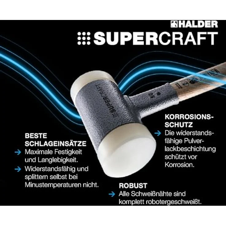 SUPERCRAFT-Schonhämmer, mit bruchsicherem Stahlrohrstiel und ergonomisch geformtem, rutschsicherem Griff | Ø=40 mm | 3377.040 – Bild 5