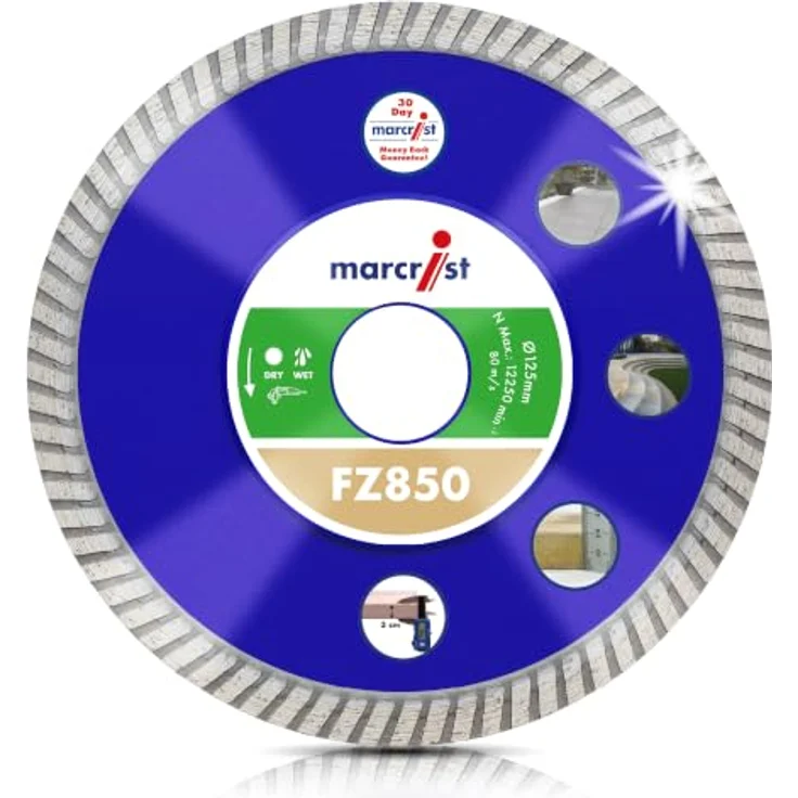 Marcrist FZ850, Diamanttrennscheibe 125 mm für Winkelschleifer, saubere Schnitte in Feinsteinzeug, Granit, Keramik & Marmor, hohe Standzeit – Bild 1