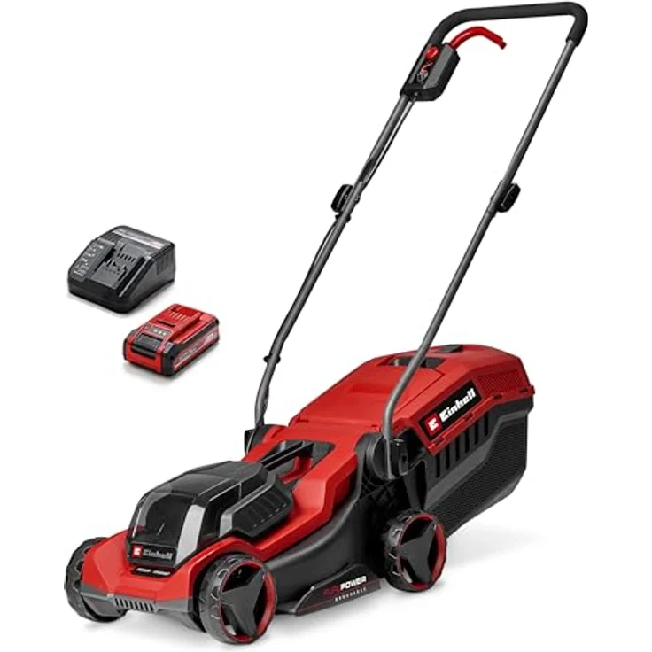 Einhell GE-CM 18/30-1 Li BL, Akku-Rasenmäher mit bürstenlosem Motor, 27-Liter-Grasfangkorb und klappbarem Führungsholm, geeignet für Flächen bis 175 m² – Bild 2