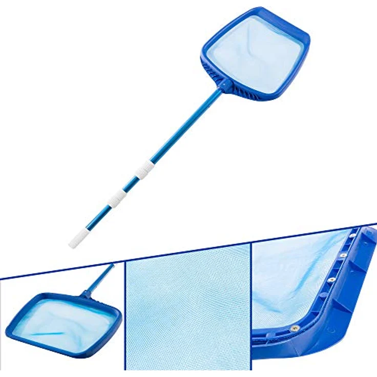 AREBOS Poolkescher Laubkescher Oberflächenkescher Kescher mit Teleskopstange - Blau – Bild 2
