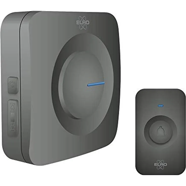 ELRO DB3000-P1C1B Funk Türklingel Set Tragbare Empfänger mit Batterie-Wasserdicht, 100m Reichweite, 64 Melodien-Schwarz