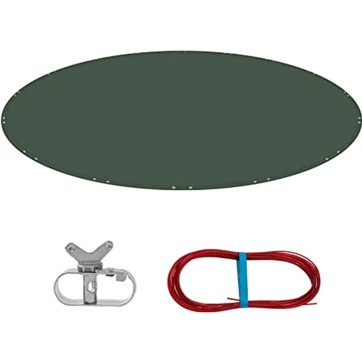WOLTU Poolabdeckung Ø 420 cm für Rund Pools Ø 320-360 cm, Poolplane aus 200 g/m² PE, Pool Abdeckplane mit Ösen Drahtseil Aluminiumverschluss, wasserdichte Poolfolie für Sommer Winter, Grün – Bild 1