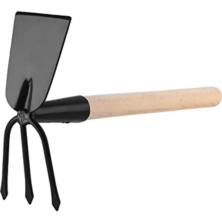 Garronda Unkrauthacke GD-0007, 2-in-1 Handhacke mit Harke und Rechen, schwarz, rechteckig, 39 cm Länge – Bild 1