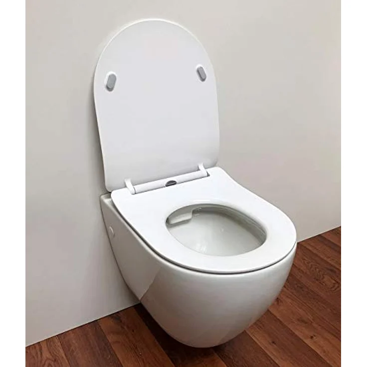 ADOB, spülrandlose WC Keramik Nanoversiegelung Hänge WC Toilette wandhängend 6 Liter wassersparend mit passendem WC Sitz mit Absenkautomatik, inkl. Schallschutzmatte,28023 – Bild 4