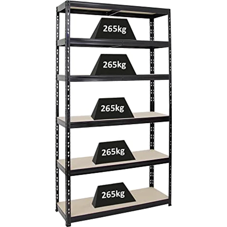 PROREGAL Schwerlastregal Giant Tiger XL, 220x120x40 cm, 6 Ebenen, Fachlast 265 kg, Gesamtlast 1590 kg, Schwarz, für Keller, Garage und Lager – Bild 1