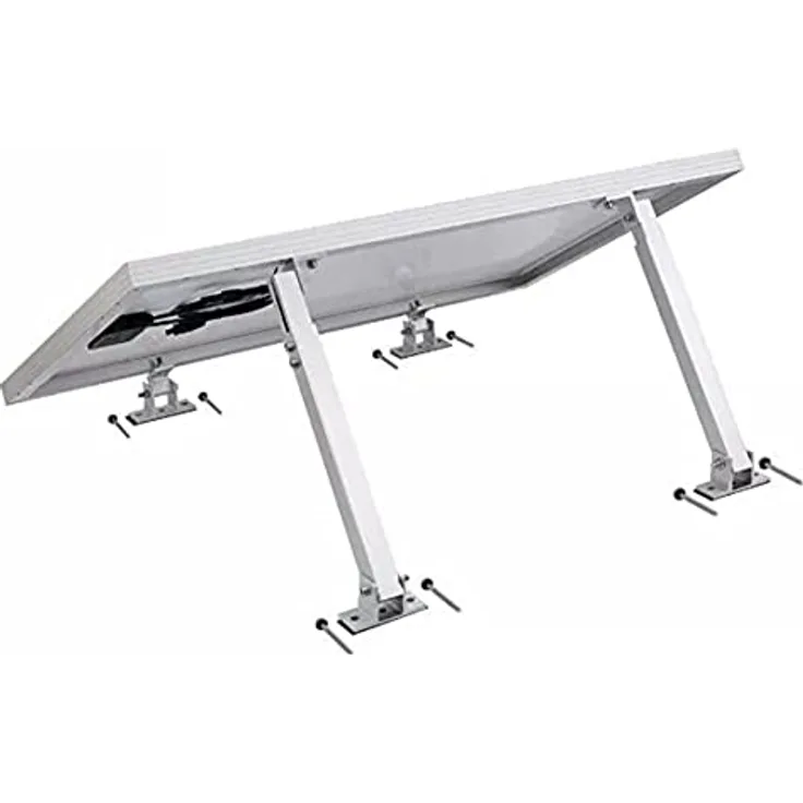 Trango Vario Alu Solarmodul Halterung, verstellbar bis 65cm, Universal-Befestigung für Flachdach, Wand, Boot, Wohnmobil, Neigungswinkel 10°-30°, inklusive Edelstahl-Schrauben