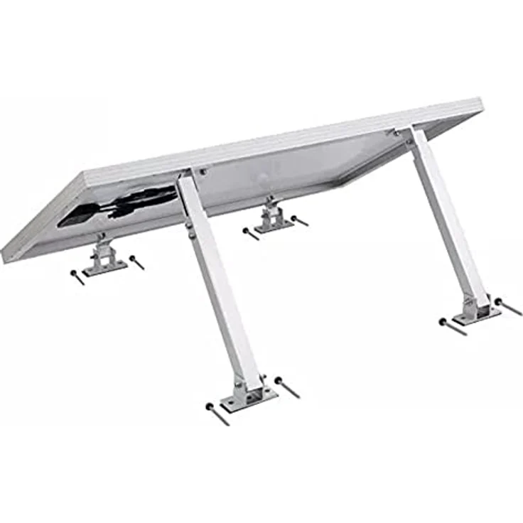 Trango Vario Alu Solarmodul Halterung, verstellbar bis 65cm, Universal-Befestigung für Flachdach, Wand, Boot, Wohnmobil, Neigungswinkel 10°-30°, inklusive Edelstahl-Schrauben – Bild 1