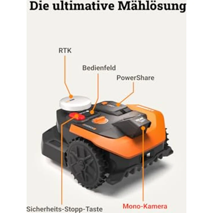 Worx Mähroboter S300 WR303E Landroid Vision Cloud, Hinderniserkennung in Echtzeit, RTK-Technologie, für Gärten bis 300 m² – Bild 10