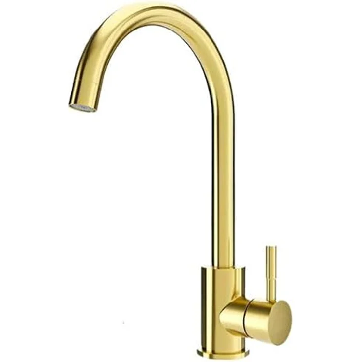 Faizee Möbel Granitspüle 48x50 +Armatur Gold, Eckig, Beige, Reversibel, langlebig – Bild 4