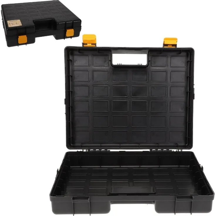 GarPet Werkzeugkoffer Maschinenkoffer leer Kunststoff Werkzeug Koffer Elektrowerkzeuge Box, Stoßfest, Umweltfreundlich, Clip-Verbindungs- und Öffnungssystem, Schwarz
