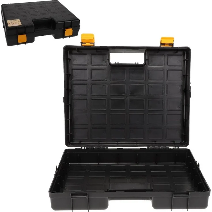 GarPet Werkzeugkoffer Maschinenkoffer leer Kunststoff Werkzeug Koffer Elektrowerkzeuge Box, Stoßfest, Umweltfreundlich, Clip-Verbindungs- und Öffnungssystem, Schwarz – Bild 1