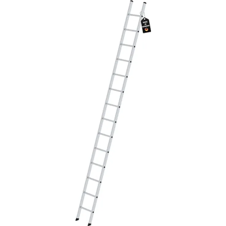 PROREGAL Sprossen-Anlegeleiter 350mm breit ohne Traverse | 14 Sprossen | Hohe Qualität, trittfest und rutschsicher | Leiter, Teleskopleiter, Trittleiter, Bockleiter