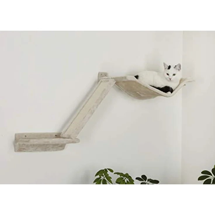 Kerbl Kletterwand „Mount Everest“ für Katzen, 9-teilig, 1x Rampe / 1x Hängematte / 1x Hängebrücke / 3x trittbrett / 1x Höhle / 1x Liegebrett / 1x Sisalsäule, Bis 10 kg, Beige – Bild 4
