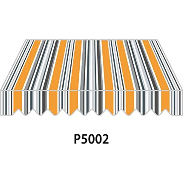 home Trends Markisenstoff Markise mit Volant 4 x 3 m wasserabweisend Sonnenschutz Ersatz Markisentuch P5002- orange schwarz weiß blau Streifen – Bild 2