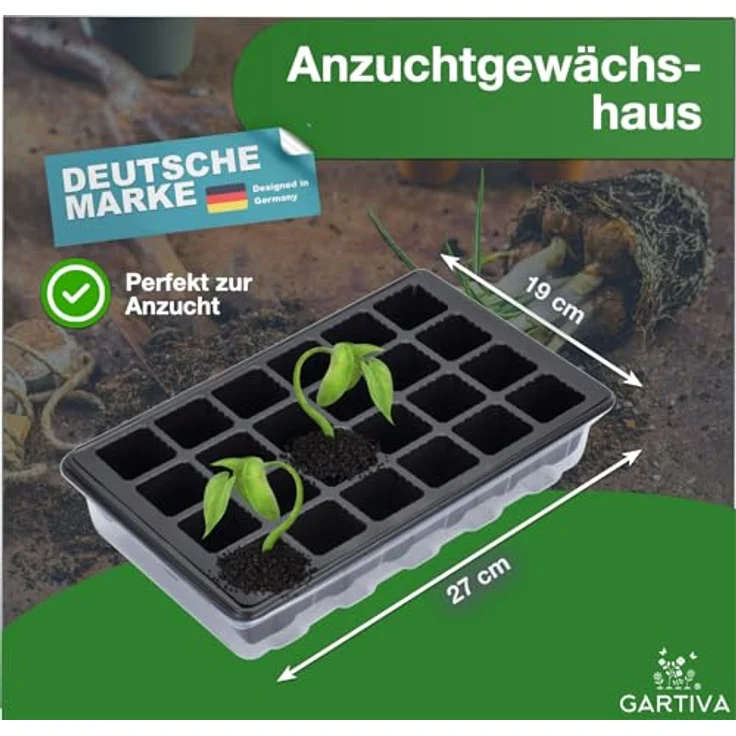 Gartiva® Anzuchtgewächshaus 27 x 19 cm Set - Mini Zimmergewächshaus mit Anzuchtkasten & Anzuchtschale für Pflanzen zur Anzucht – Bild 2