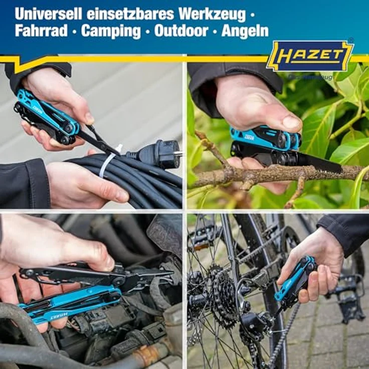 Hazet Multitool 13-in-1 2159-1, vielseitiges Zangenwerkzeug aus Edelstahl mit ergonomischem Griff und Gürtelclip für Fahrrad, Camping und Outdoor – Bild 6