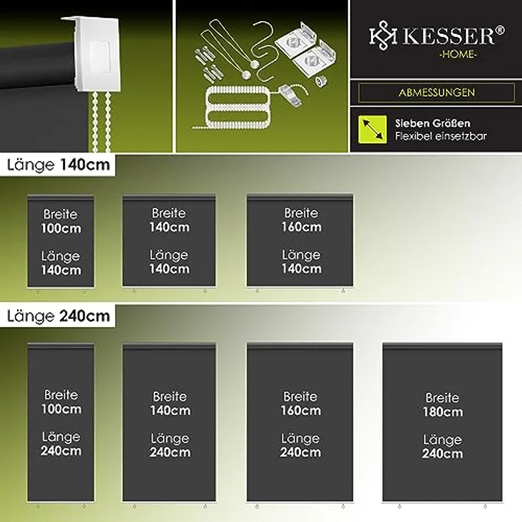 KESSER Senkrechtmarkise Vertikalmarkise Balkonmarkise Sichtschutz Sonnenschutz Seitenrollo Beschattung , Balkonrollo Stabil und wetterbeständig, für Balkon, Terrasse, Garten, anthrazit Anthrazit, 140x240cm – Bild 7